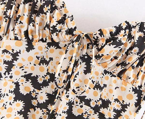 Sexy Daisy Print Sling Retro Wild Dress