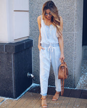 Load image into Gallery viewer, Denim Sleeveless High Waist Casual Jumpsuit Romper