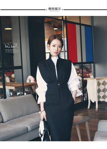 Celebrity Trumpet Fashion Sleeves Shirt Two-Piece Business Suit