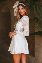 Load image into Gallery viewer, Sexy V-neck backless lace stitching long sleeve dress