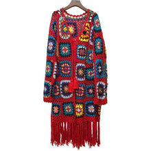 Load image into Gallery viewer, Handmade Hippie Weave Flower Hollow Tassel Sweater Cardigan