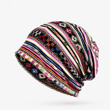 Load image into Gallery viewer, Casual Baggy Slouchy Four Seasons Cotton Geometric Pattern Adult Hat Infinity Scarf