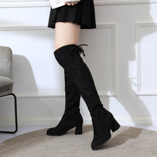 Load image into Gallery viewer, Black Thick Over The Knee Boots