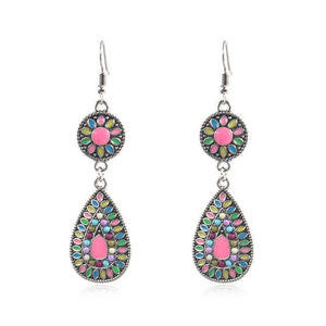 Colorful Inlaid Rice Beads Drop Earrings