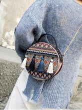 Load image into Gallery viewer, Autumn National Style Contrast Color Tassels One-Shoulder Crossbody Small Round Bag