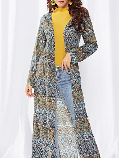 Autumn And Winter Half Open Collar Split Windbreaker Women Cover Up