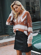 Load image into Gallery viewer, Fashion V Neck Knitting Loose Sweater Tops