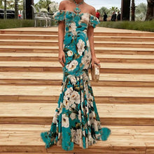 Load image into Gallery viewer, Elegant Sexy Strapless Tube Top Print Slim Retro Dress