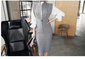 Celebrity Trumpet Fashion Sleeves Shirt Two-Piece Business Suit