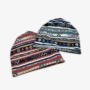 Casual Baggy Slouchy Four Seasons Cotton Geometric Pattern Adult Hat Infinity Scarf