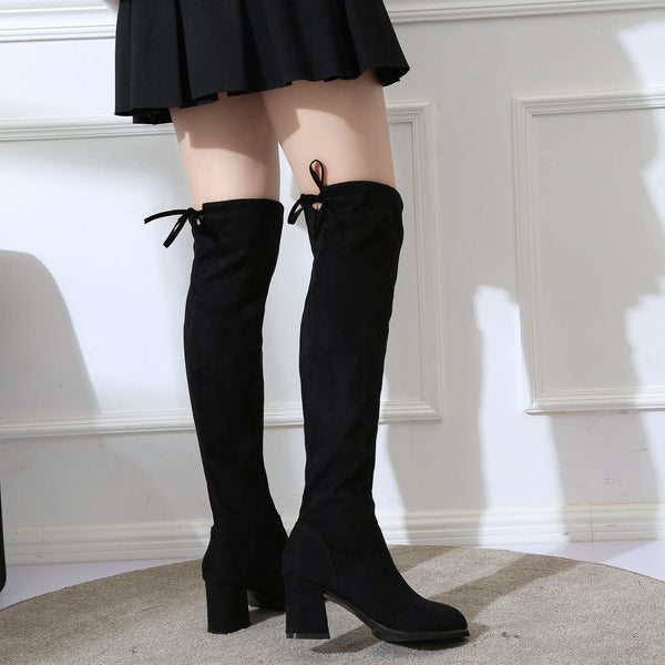 Black Thick Over The Knee Boots