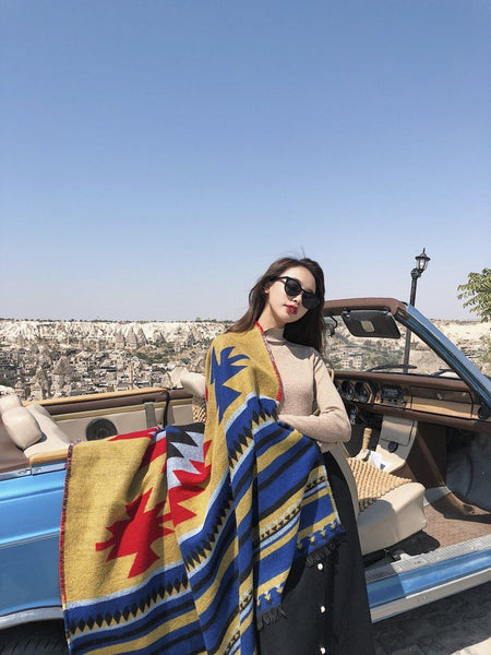 Super Big Thick Warm Winter Folk Style Desert Scarf Shawl