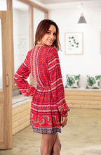 Load image into Gallery viewer, Bohemia Long Sleeve V-neck Floral Tassel Mini Dress
