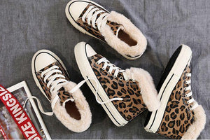 Winter High-Top Leopard Print Wild Warm Snow Boots