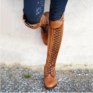 Low Heel Solid Color Winter High Riding Boots