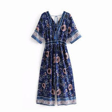 Load image into Gallery viewer, Bohemian V-Neck Retro Floral Wide Leg Jumpsuit