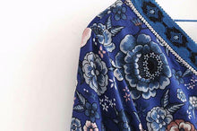 Load image into Gallery viewer, Bohemian V-Neck Retro Floral Wide Leg Jumpsuit