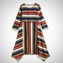 Load image into Gallery viewer, National Stripe Loose Long Sleeve Midi Dress