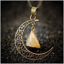 Load image into Gallery viewer, Natural stone crystal necklace vintage moon alloy sweater chain