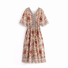 Load image into Gallery viewer, Bohemian V-Neck Retro Floral Wide Leg Jumpsuit