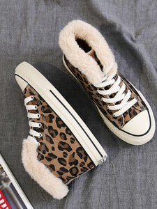 Winter High-Top Leopard Print Wild Warm Snow Boots