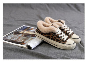 Winter High-Top Leopard Print Wild Warm Snow Boots