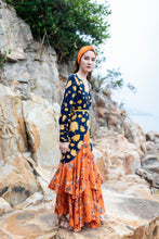 Load image into Gallery viewer, V-Neck Print Slim Fit Bohemian Long Dress
