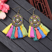 Load image into Gallery viewer, Vintage Colorful Tassel Dream Catcher Earrings Jewelry