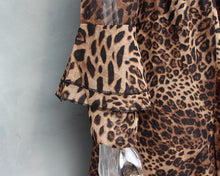 Load image into Gallery viewer, Irregular Leopard-Print Chiffon V-Neck Lace-Up Dress