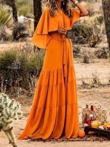 Sexy Sleeveless Loose Stitching Autumn Long Dress Maxi Dress