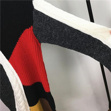 Load image into Gallery viewer, Autumn And Winter Irregular Color Matching Pullover Retro Knit Dress