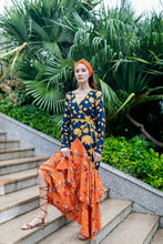Load image into Gallery viewer, V-Neck Print Slim Fit Bohemian Long Dress