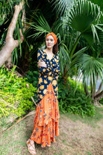 Load image into Gallery viewer, V-Neck Print Slim Fit Bohemian Long Dress