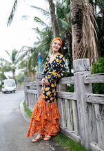 Load image into Gallery viewer, V-Neck Print Slim Fit Bohemian Long Dress