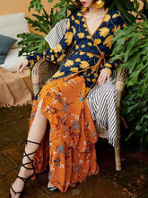 Load image into Gallery viewer, V-Neck Print Slim Fit Bohemian Long Dress