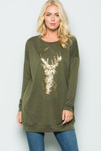 Load image into Gallery viewer, Christmas Sequins Elk Long Sleeves Tops Sweaters