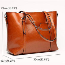 Load image into Gallery viewer, Women Oil Leather Tote Handbags Casual Front Pockets Crossbody Bags Shoulder Bags