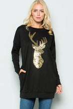 Load image into Gallery viewer, Christmas Sequins Elk Long Sleeves Tops Sweaters