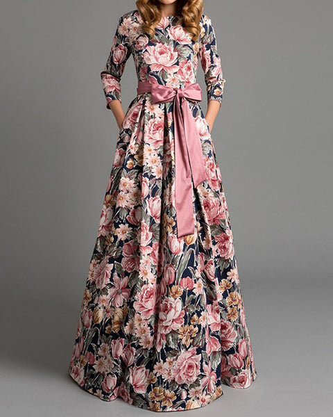 Elegant Party Long Dress Bohemian Floral Print Dress