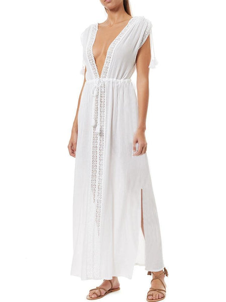 Wrinkle Cloth Lace Beach Maxi Dress