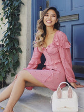 Load image into Gallery viewer, Retro Bohemian Wave Point Bare Shoulder Irregular Dress