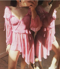 Load image into Gallery viewer, Retro Bohemian Wave Point Bare Shoulder Irregular Dress