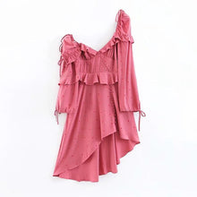 Load image into Gallery viewer, Retro Bohemian Wave Point Bare Shoulder Irregular Dress