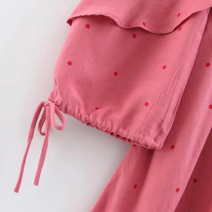 Retro Bohemian Wave Point Bare Shoulder Irregular Dress