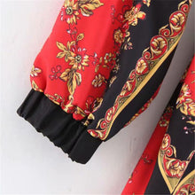Load image into Gallery viewer, Autumn Long Sleeve Print V-Neck Elastic Waist Split Dress