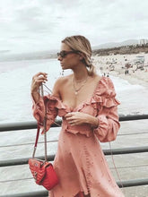 Load image into Gallery viewer, Retro Bohemian Wave Point Bare Shoulder Irregular Dress