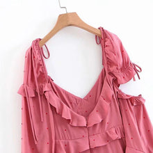 Load image into Gallery viewer, Retro Bohemian Wave Point Bare Shoulder Irregular Dress
