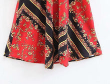 Load image into Gallery viewer, Autumn Long Sleeve Print V-Neck Elastic Waist Split Dress
