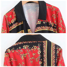 Load image into Gallery viewer, Autumn Long Sleeve Print V-Neck Elastic Waist Split Dress