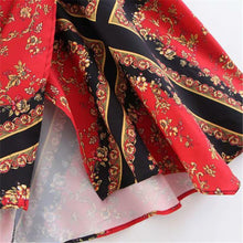 Load image into Gallery viewer, Autumn Long Sleeve Print V-Neck Elastic Waist Split Dress